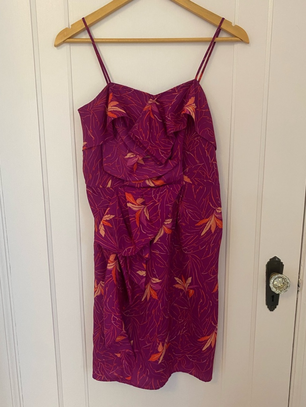 Jacob Purple Mini Dress Orange Floral Print Size 2 Formal Flowy Bohemian NWOT